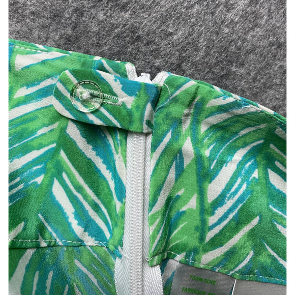 Lilly Pulitzer Pants Womens 4 Green Elephant Print Silk Wide Leg Side Zip 25053 - Picture 14 of 16